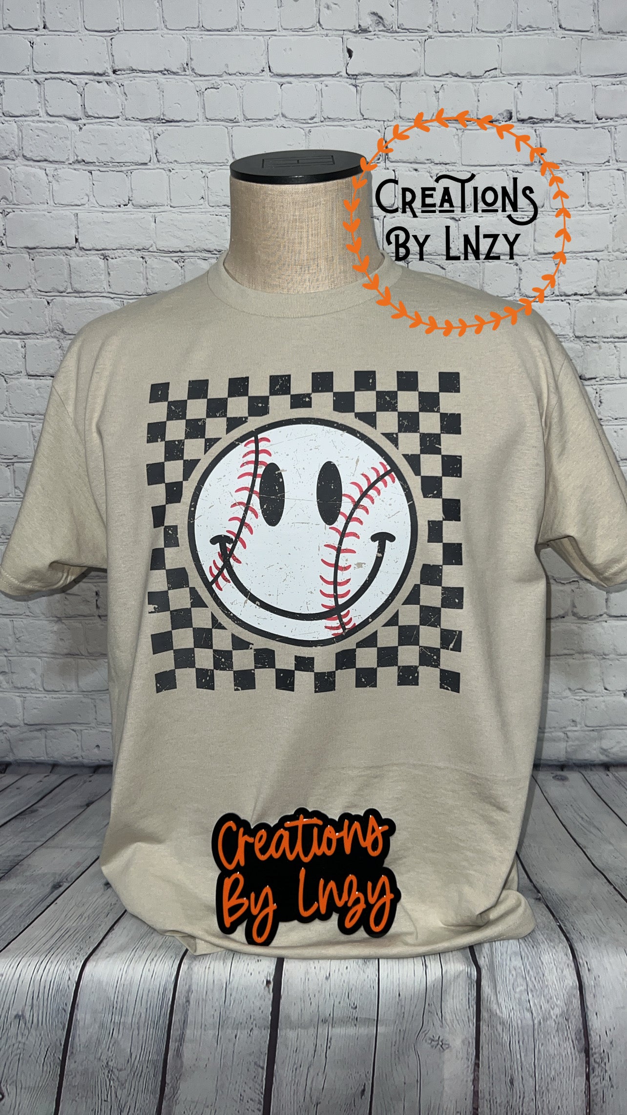Checkered Smiley Baseball
