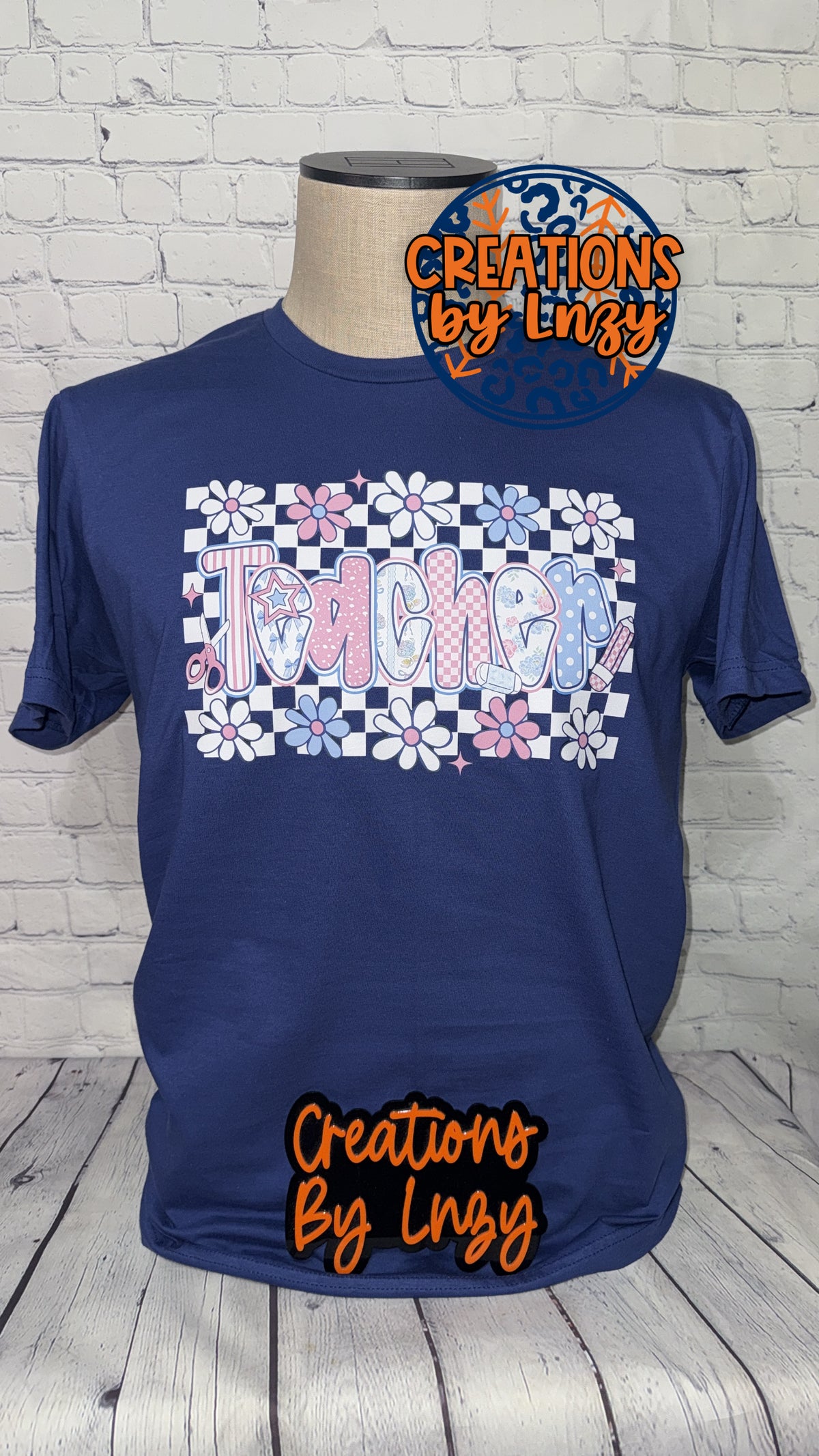 Checkered Floral Teacher